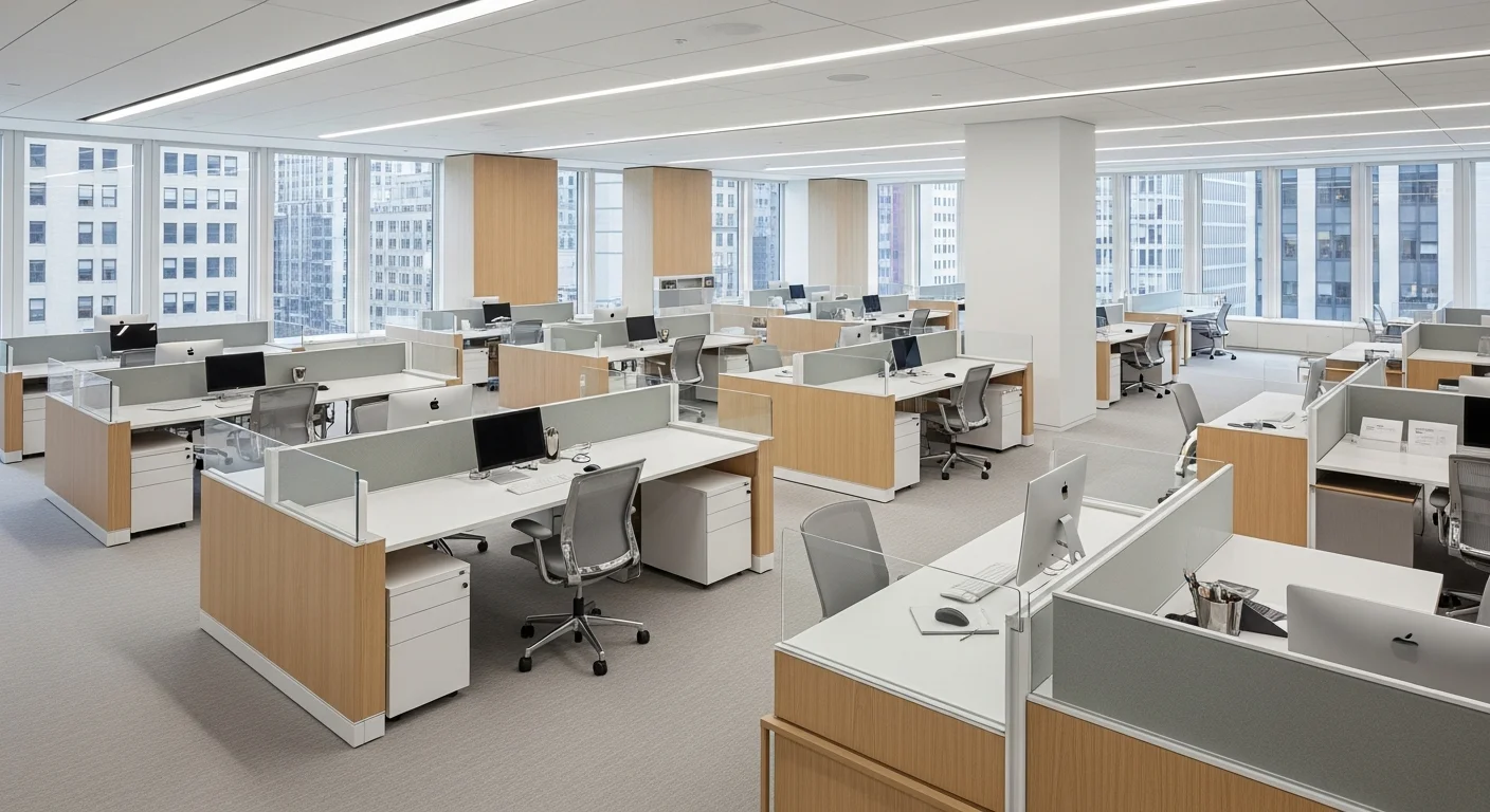 Cloisons acoustiques vitrées et pleines dans un open space moderne